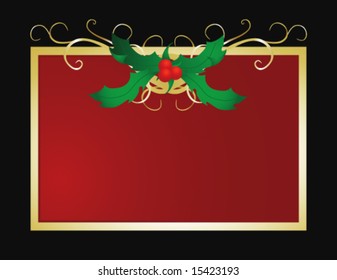 Vector Christmas image featuring holly berries and leaves. Perfect for classy invitations.