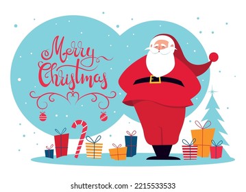 Weihnachtsbild des Weihnachtsmannes mit Geschenken.
