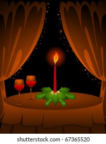 Vector christmas interior is in a restaurant
