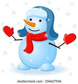 Vector christmas invitation card with snowman.