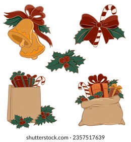 vector christmas item set collection