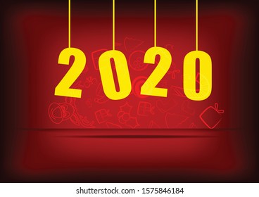 Vector : Christmas items with number 2020