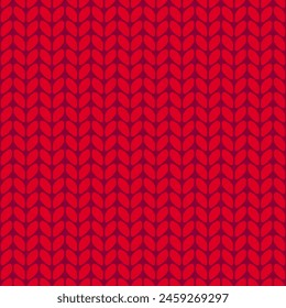 Navidades de Vector de punto sin patrón. Textura de punto rojo. Textura de tela de lana de punto para el fondo, papel de envoltura, diseño textil, decoración