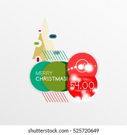 Vector Christmas label or price tag stickers with light effects