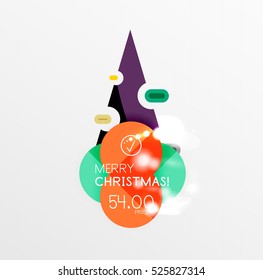 Vector Christmas label or price tag stickers with light effects