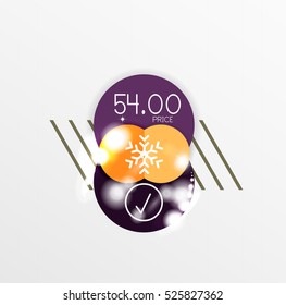 Vector Christmas label or price tag stickers with light effects