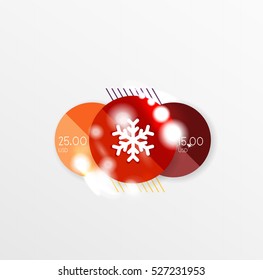 Vector Christmas label or price tag stickers with light effects