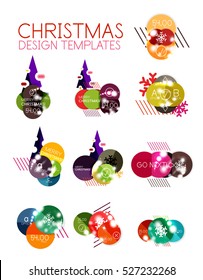 Vector Christmas label or price tag stickers with light effects
