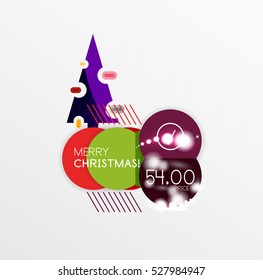 Etiqueta de navidad vectorial o etiquetas de precio con efectos luminosos