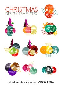 Vector Christmas label or price tag stickers with light effects