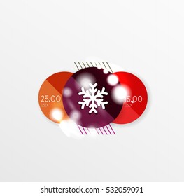 Vector Christmas label or price tag stickers with light effects