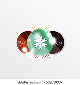 Vector Christmas label or price tag stickers with light effects