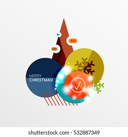 Vector Christmas label or price tag stickers with light effects
