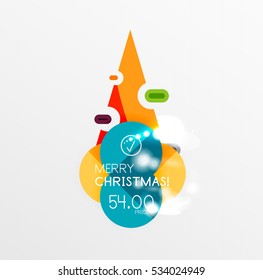 Vector Christmas label or price tag stickers with light effects