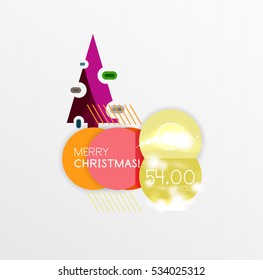 Vector Christmas label or price tag stickers with light effects