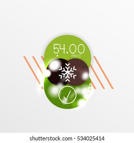 Vector Christmas label or price tag stickers with light effects