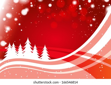 Vector Christmas landscape background with red shine effect