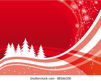 Vector Christmas landscape background with red shine effect