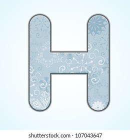 Vector Christmas letter H on blue background. Eps 10