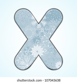 Vector Christmas letter X on blue background. Eps 10