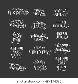 Vector Christmas lettering collection. Handwritten phrases perfect for Christmas and New Year invitations and greeting cards.