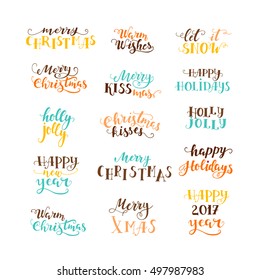 Vector Christmas lettering collection. Handwritten phrases perfect for Christmas and New Year invitations and greeting cards.