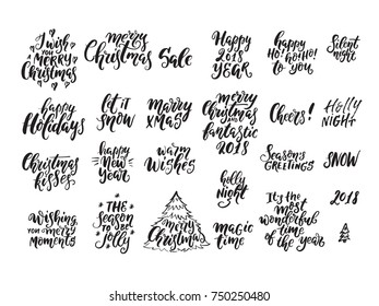 Vector Christmas Lettering Collection Handwritten Phrases Stock Vector ...