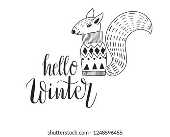 Vector  Christmas Lettering. Hello winter
