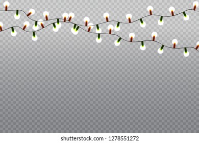 Vector christmas light garland set isolated on transparent background