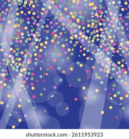 Vector Christmas light pattern. Colored circle confetti background. Element of decoration for celebration and holiday.