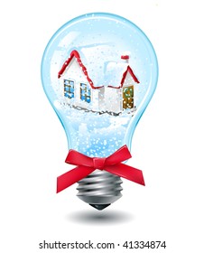 bombilla de navidad vectorial como cúpula de nieve