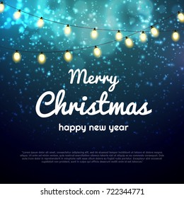 Vectores de Navidad fondo de bokek con luces de fiesta brillante cartel vectorial