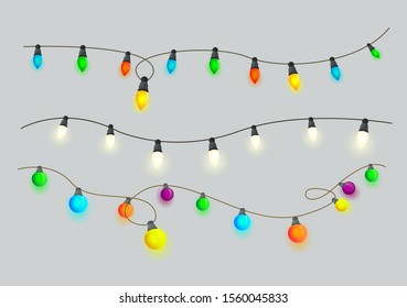 Vector Christmas lights colorfull set