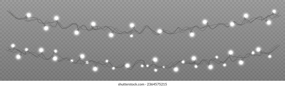 Vector Christmas lights. Christmas garland of LED lamps. New Year's decoration, multi-colored LED lamps. Christmas garlands PNG.