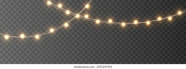 Vektorweihnachtlichtern. Weihnachtsgarten PNG. Weihnachtslicht PNG. Weihnachtsdekoration, LED-Lampen.