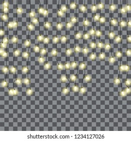 Vector Christmas lights, isolated on a transparent background.