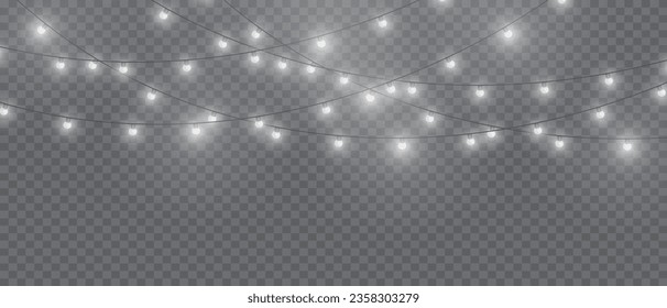 Magie der Vektorweihnachtsleuchten: Realistische, isolierte Design-Elemente für festliche Grußkarten, Banner, Poster und Webdesign. Garland-Dekorationen mit LED-Neonleuchten.