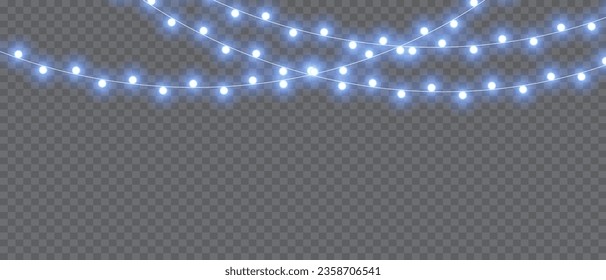 Magie der Vektorweihnachtsleuchten: Realistische, isolierte Design-Elemente für festliche Grußkarten, Banner, Poster und Webdesign. Garland-Dekorationen mit LED-Neonleuchten.