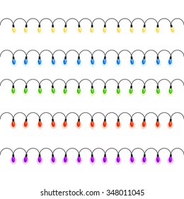 vector christmas lights set on white background