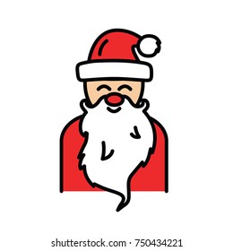 Vector Christmas line icon. Happy Santa Claus. Christmas design for cards and invitations. Modern signs, simple thin line icons set for websites, web design, mobile app, info-graphics