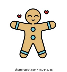 Vector Christmas line icon. Illustration of gingerbread man on Christmas theme. Modern signs, trendy symbols collection, simple thin line icons set for websites, web design, mobile app, info-graphics