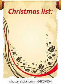 Lista de regalos de navidad vectorial