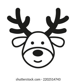 Vector Christmas logo design. Black and whiter reindeer icon