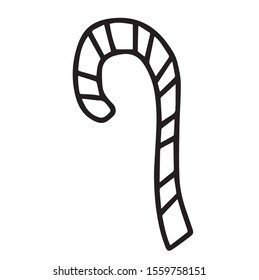 Vector Christmas lollipop.Scandinavian style.Doodle black sketch line illustration.Design for backgrounds, web and coloring.