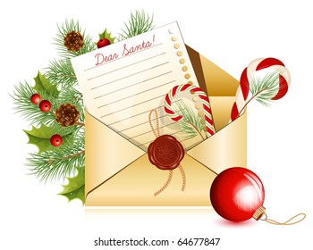 Vector. Christmas mail. Letter to Santa.