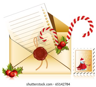 Vector. Christmas mail. Letter to Santa.