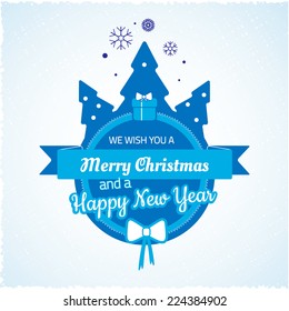 Vector Christmas Merry Christmas card label on badge