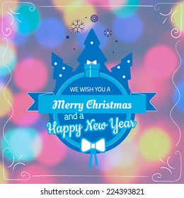 Vector Christmas Merry Christmas card label on badge