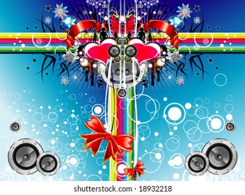 VECTOR Christmas and music emotions gift box background card