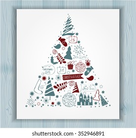 Vector Christmas and New Year 2016 set. Festive collection. Bright background with holiday symbols, icons, elements and decorative design elements. isolated on white. Template for card and invitation